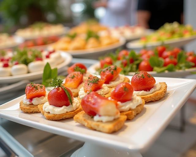 Buffet élégant avec mini-plats français